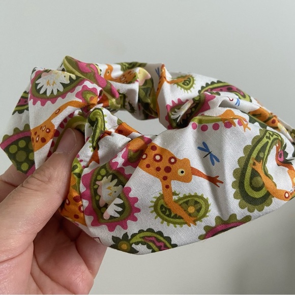 Handmade Paisley and Frog Print Scrunchie - Picture 3 of 4